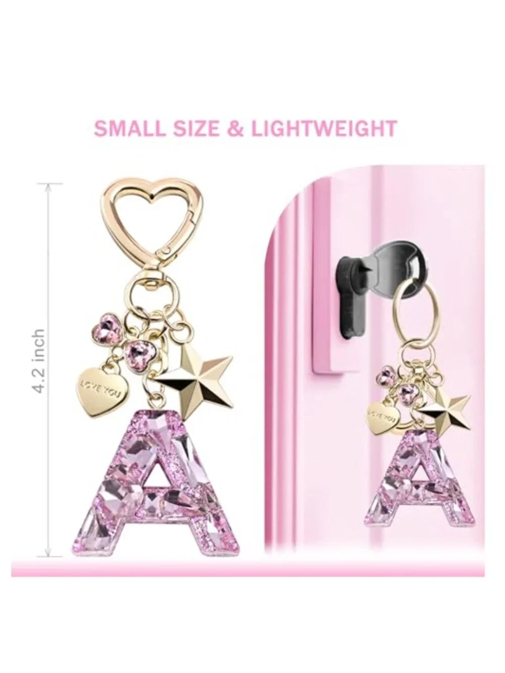 Sparkling Rhinestone Butterfly Initial Letter Keychain for Women, Bag Charm